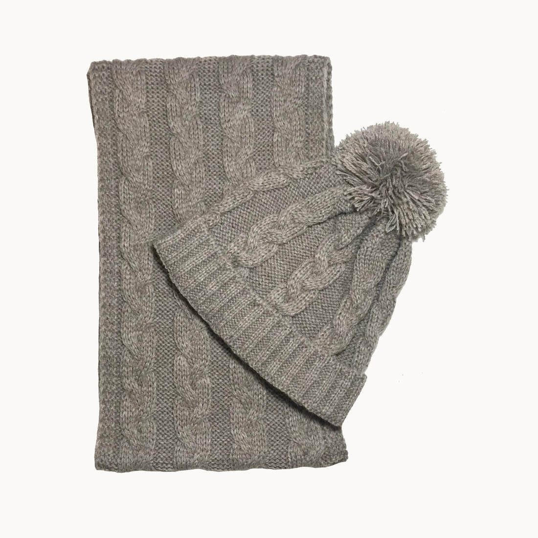 Conjunto bufanda y gorro - beige jaspeado