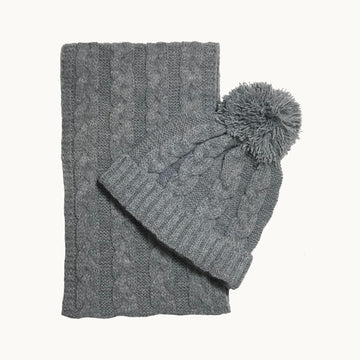 Conjunto bufanda y gorro - gris jaspeado