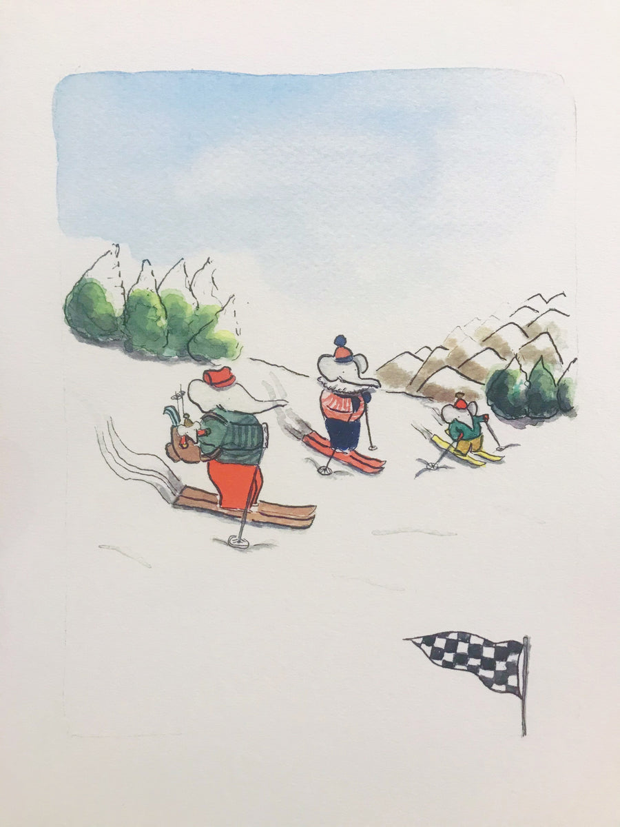 Acuarela - Babar en la nieve