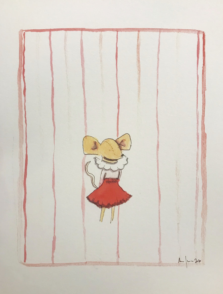 Acuarela - Ratoncita rayas
