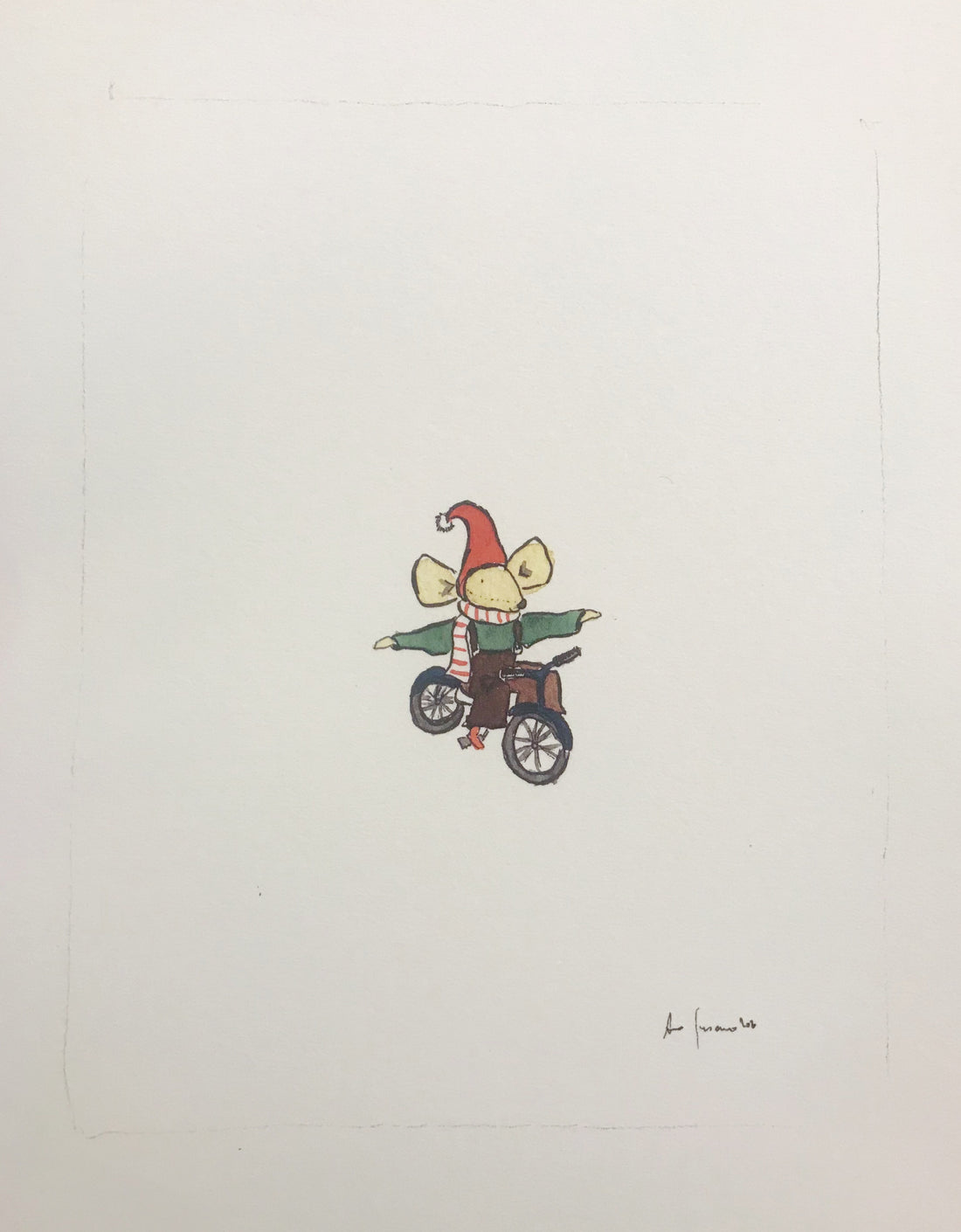 Acuarela - Ratoncito bici