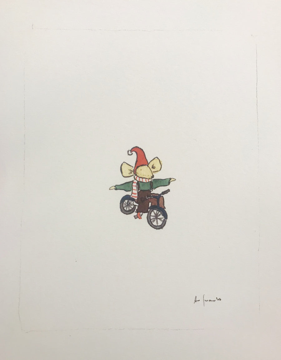 Acuarela - Ratoncito bici
